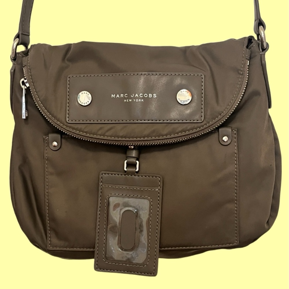 Marc Jacobs Dark Olive Green Crossbody Nylon Fold Over Messenger Bag